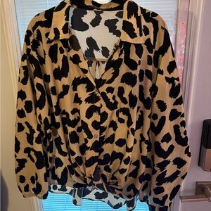 Chic Animal Print Button-Down Shirt